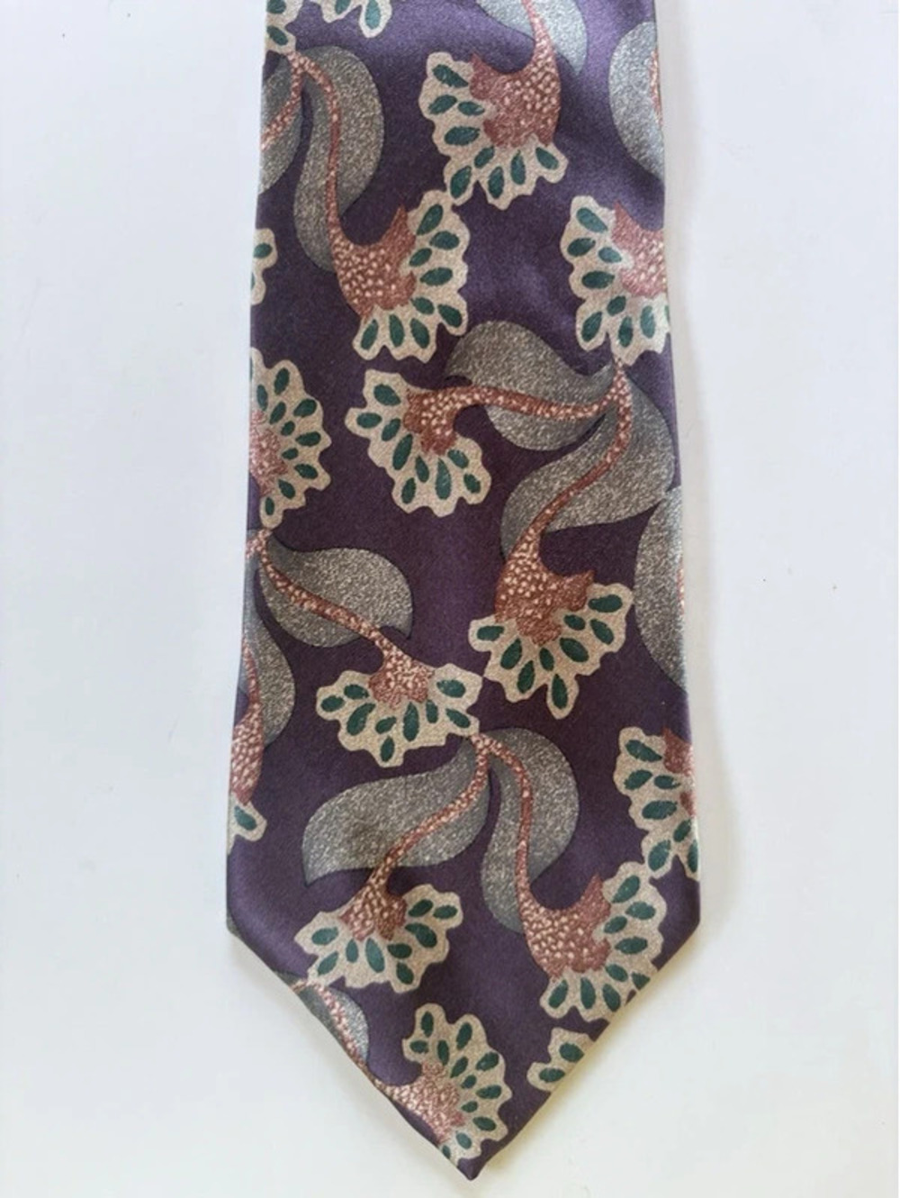 Necktie Purple Architect Floral Botanical 100% Silk Italy Men’s Tie